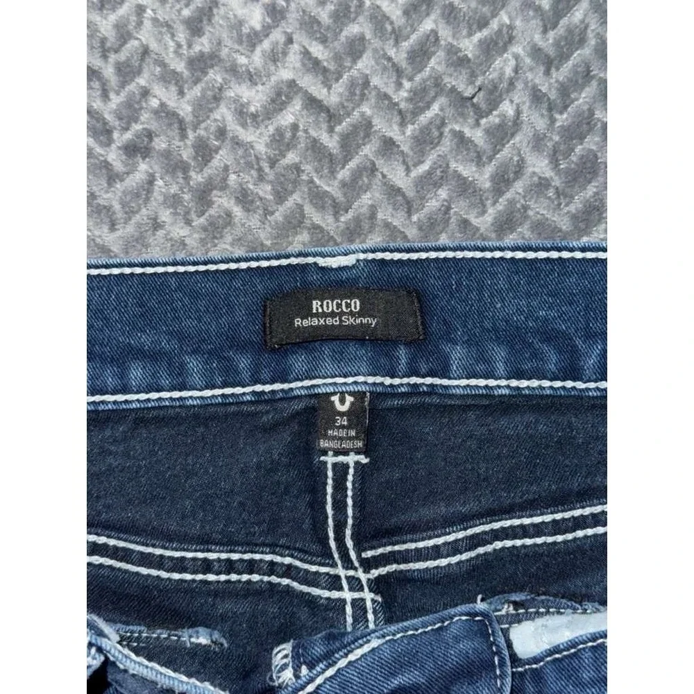 True Religion Mens Rocco Relaxed Skinny Jean Blue Denim Size 34